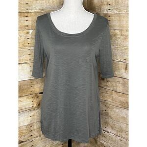 J.JILL PIMA COTTON SCOOP NECK ELBOW SLEEVE CASUAL EVERYDAY WEAR TEE SZ. SMALL